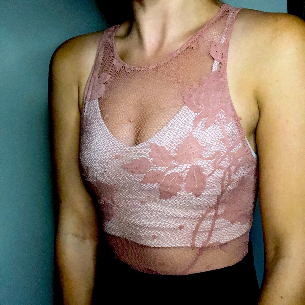 Lace pink bodysuit
